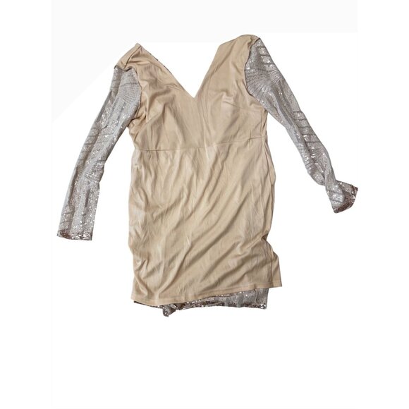 Miss Ord Gold Sequin Bodycon V-Neck Mini Dress L Juniors NYE Hoco Party READ - Picture 5 of 16